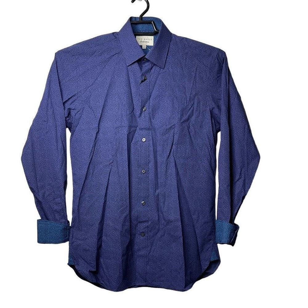 Ted Baker London Endurance Belugar Spot Print Long Sleeves Shirt Size 15 34/35 N